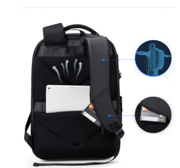 Men's Business Casual Password Lock Anti-theft Backpack Business Trip Travel Laptop Bag Student Schoolbag