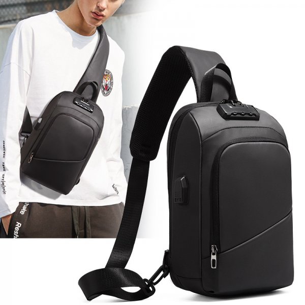 Anti-theft Lock Upscale Chest Bag Men Shoulder Bags USB Charging Crossbody Bags Summer Short Trip Travel Messengers Bag Unisex